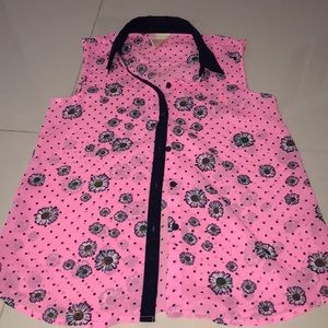 A cute mesh shirt with floral prints